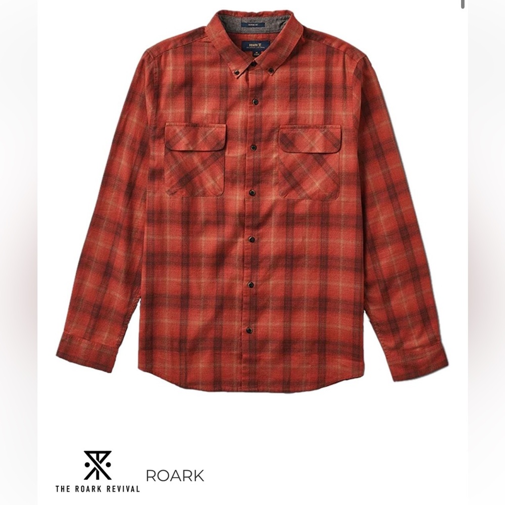 Men’s ROARK red plaid button up small